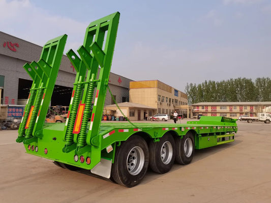 3 trục 60 tấn xe kéo thấp Semi-trailer Equipment Lowbed Truck Trailer